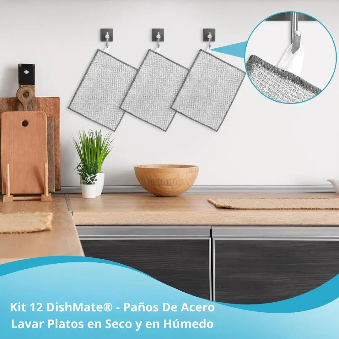 Kit 12 Paños de Acero Dishmate