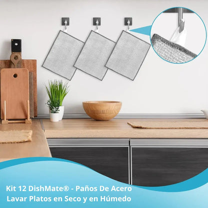 Kit 12 Paños de Acero Dishmate